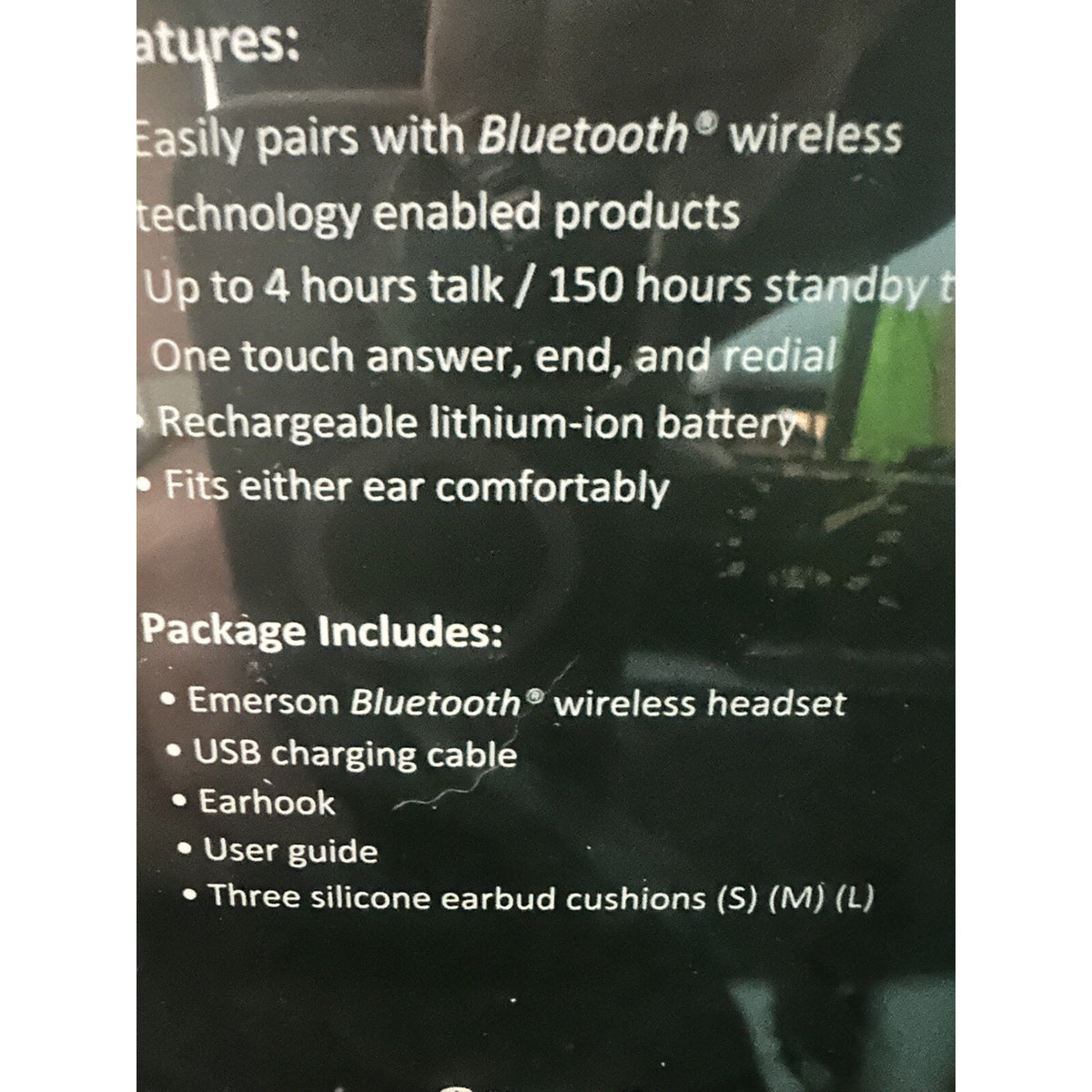 Lot of 5 Emerson EM223 Bluetooth Wireless Headsets Hands-Free Ear-Hook New