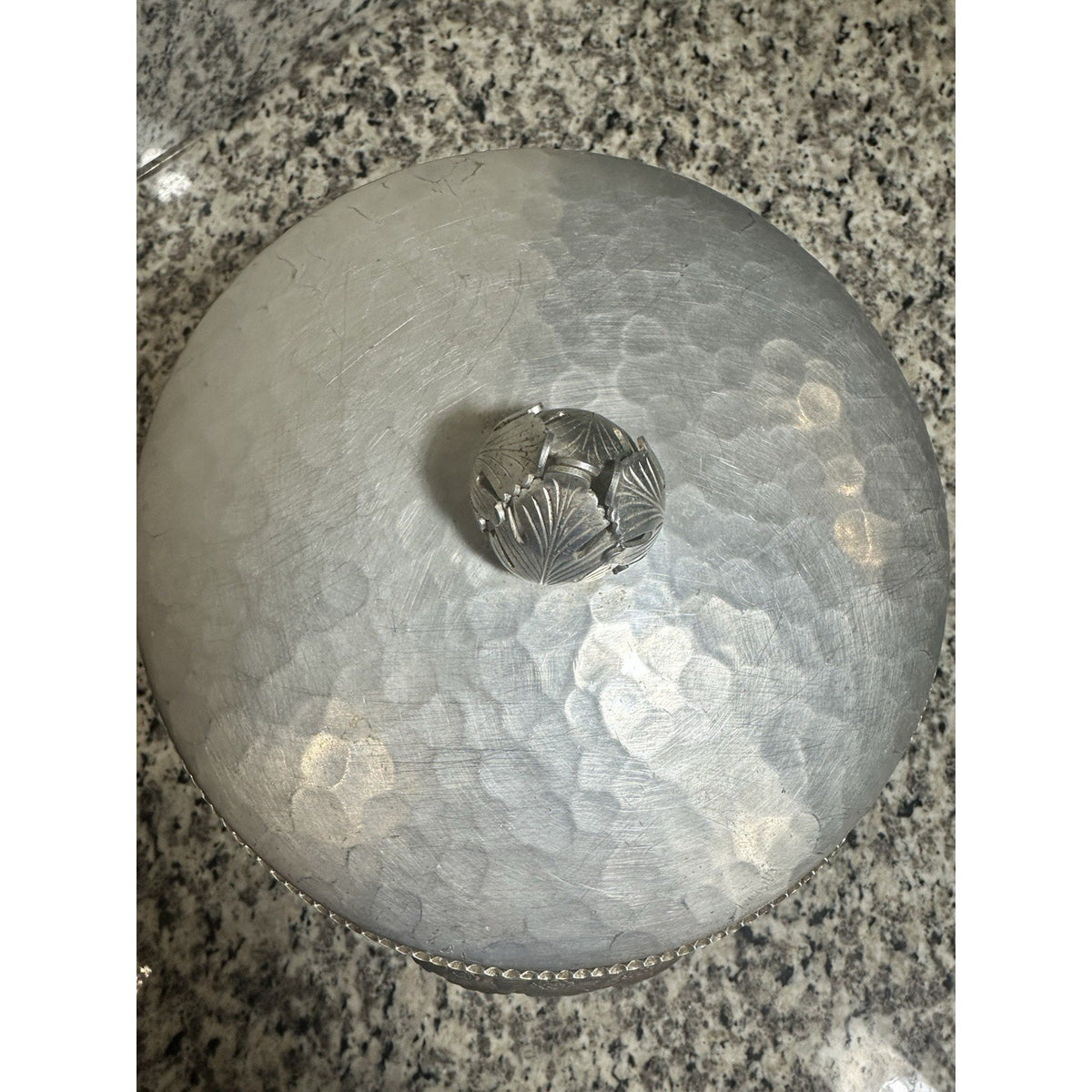Vintage Continental Silver Co 1034 Hammered Aluminum Ice Bucket w/ Lid & Handles