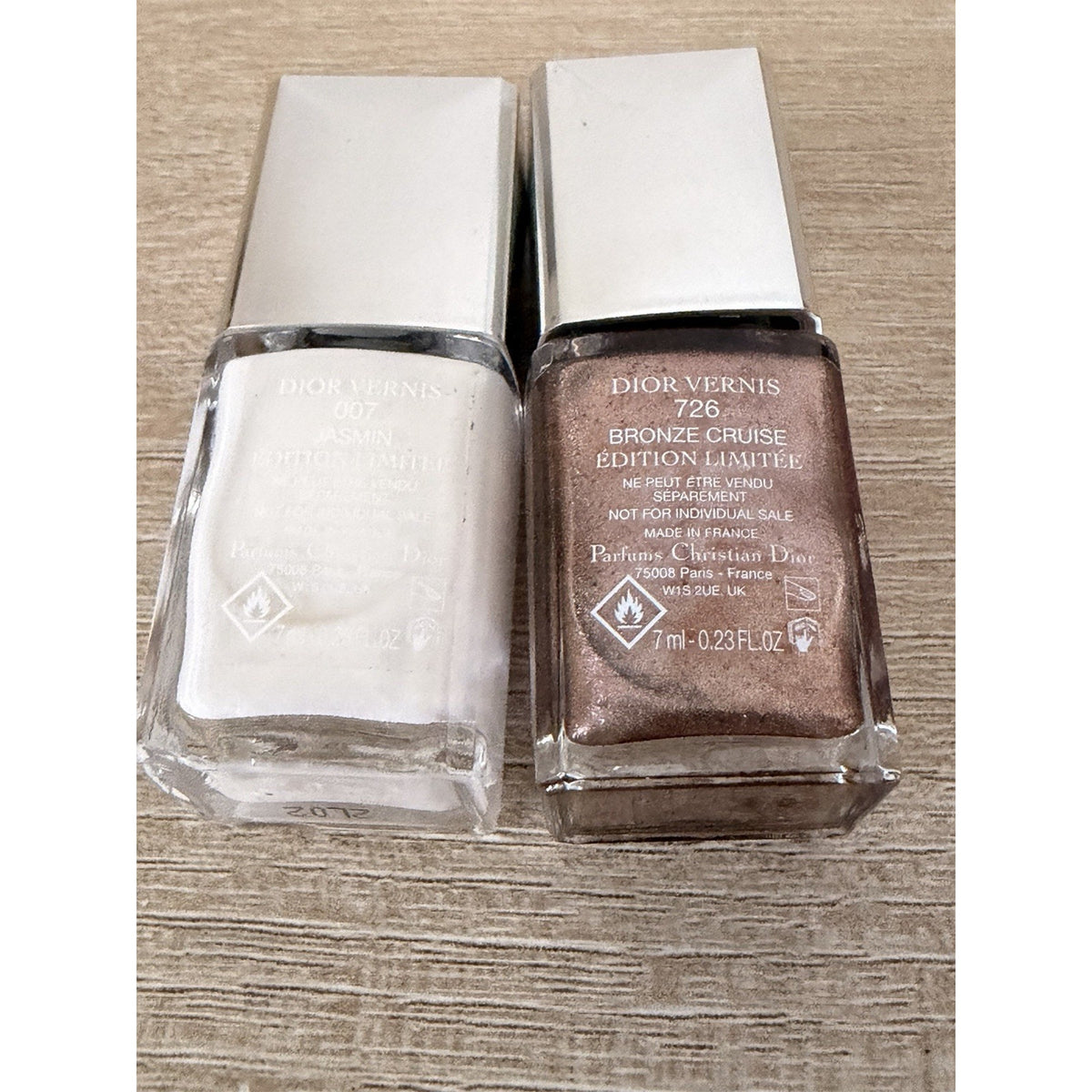 Dior Vernis Nail Polish Mini Lot Bronze Cruise 726 + Jasmine White 007 7ml