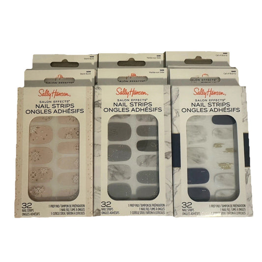 Sally Hansen Salon Effects Nail Strips Lot of 6 Marble Slate Blue Nail Wraps