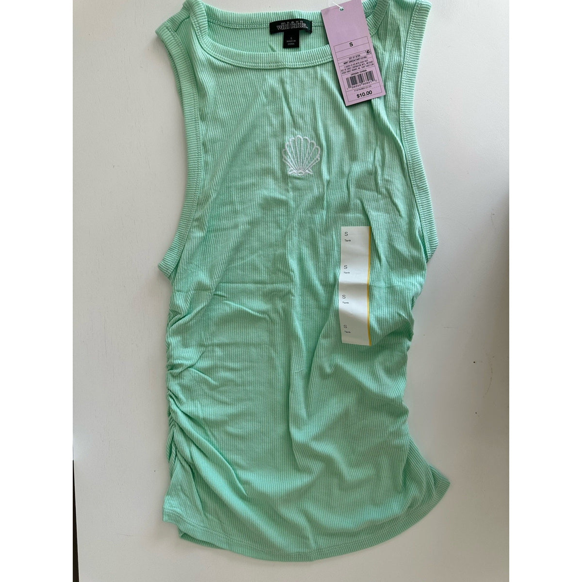 Wild Fable Ribbed Knit Tank Top Ruched Sides NWT | Mint & Pink