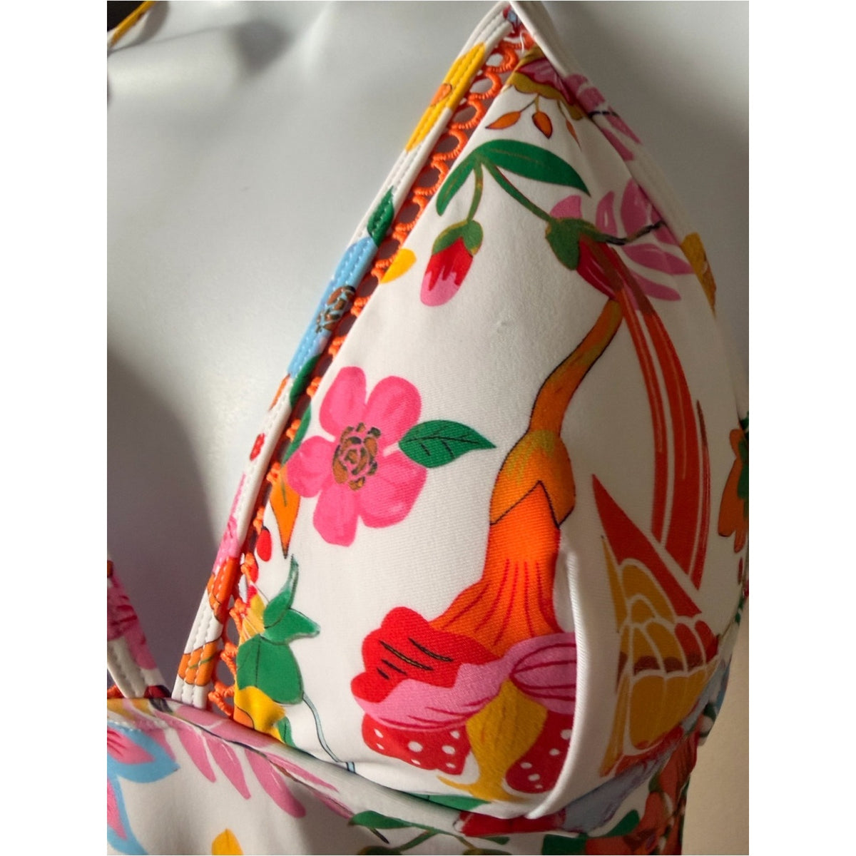 Cupshe One Piece Swimsuit Floral Halter Tie Back Cutout NWT Size Small