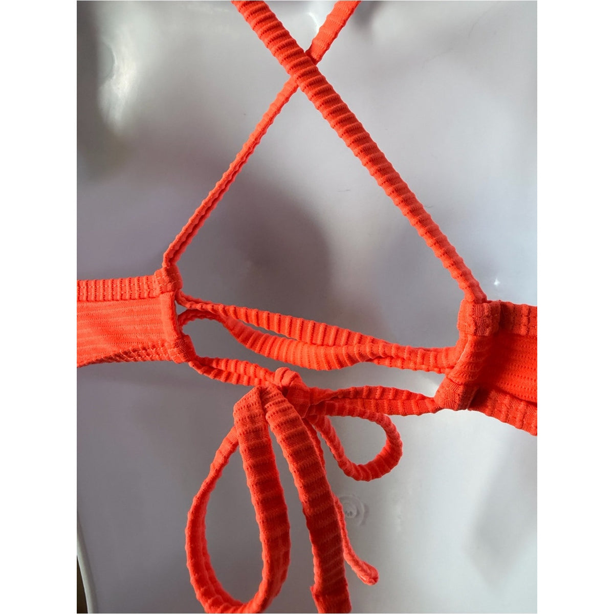 CUPSHE Neon Coral Ribbed Bikini Set Mixed Sizes S Top L Bottom
