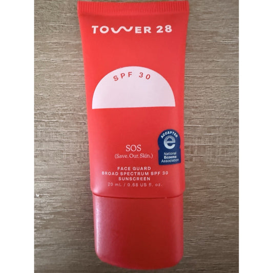 Tower 28 SOS FaceGuard SPF 30 Mineral Sunscreen .68 oz 20 ml Travel Size 8/27